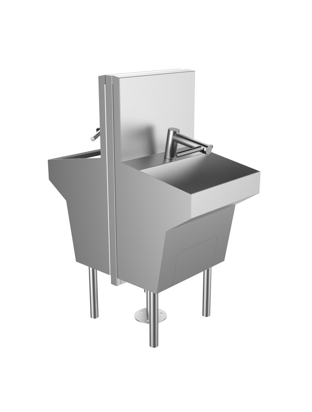 Basin Mounted Trough Steel Sink Island Featuring Dyson Airblade Wash+Dry Hand Dryer SYSPAL |