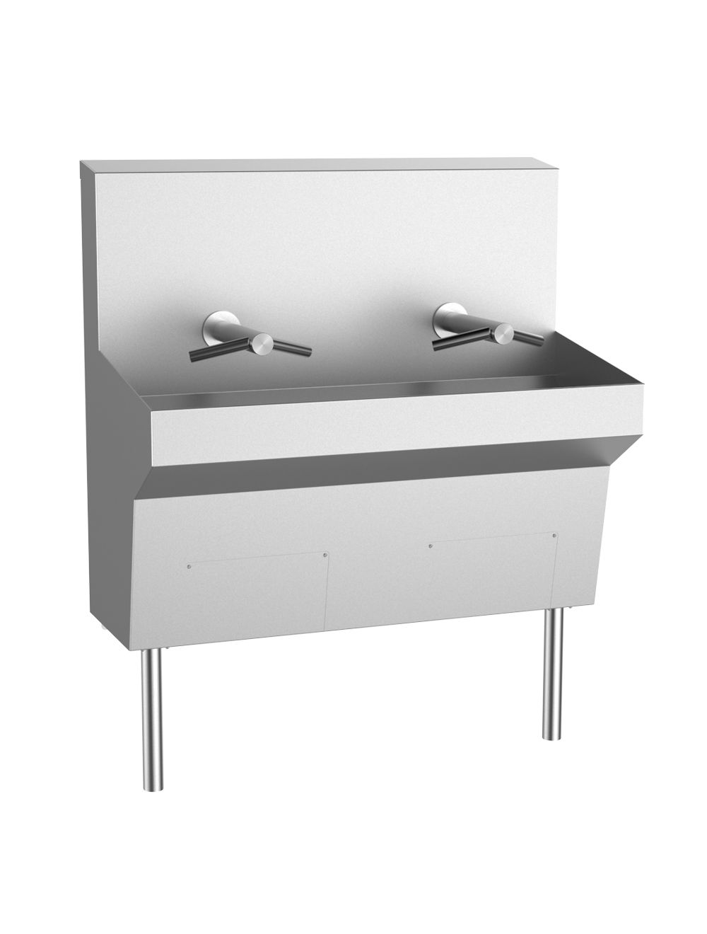 Wall Mounted Stainless Trough Sink Featuring the Dyson Wash+Dry Dryer SYSPAL | UK