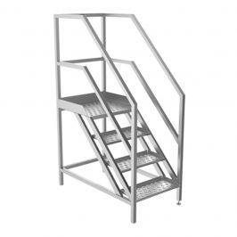 St/Steel Static Access Steps - 3 step w/platform w/handrail