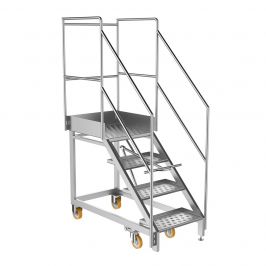 Stainless Steel Mobile Access Steps - 3 Step w/Platform