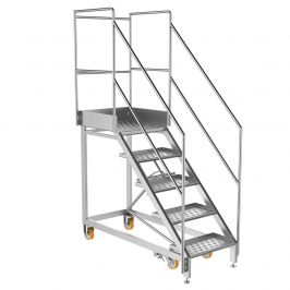 4 step with platform and handrail Stainless Steel Mobile Steps