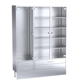 Stainless Steel Cupboard With Glass Doors